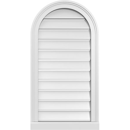 Ekena Millwork Round Top Surface Mount PVC Gable Vent: Functional, w/ 2"W x 2"P Brickmould Sill Frame, 18"W x 34"H GVPRT18X3403SF